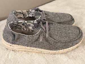 Hey Dude Wendy Linen Womens 10 Gray Blend Shoes Lightweight Comfort